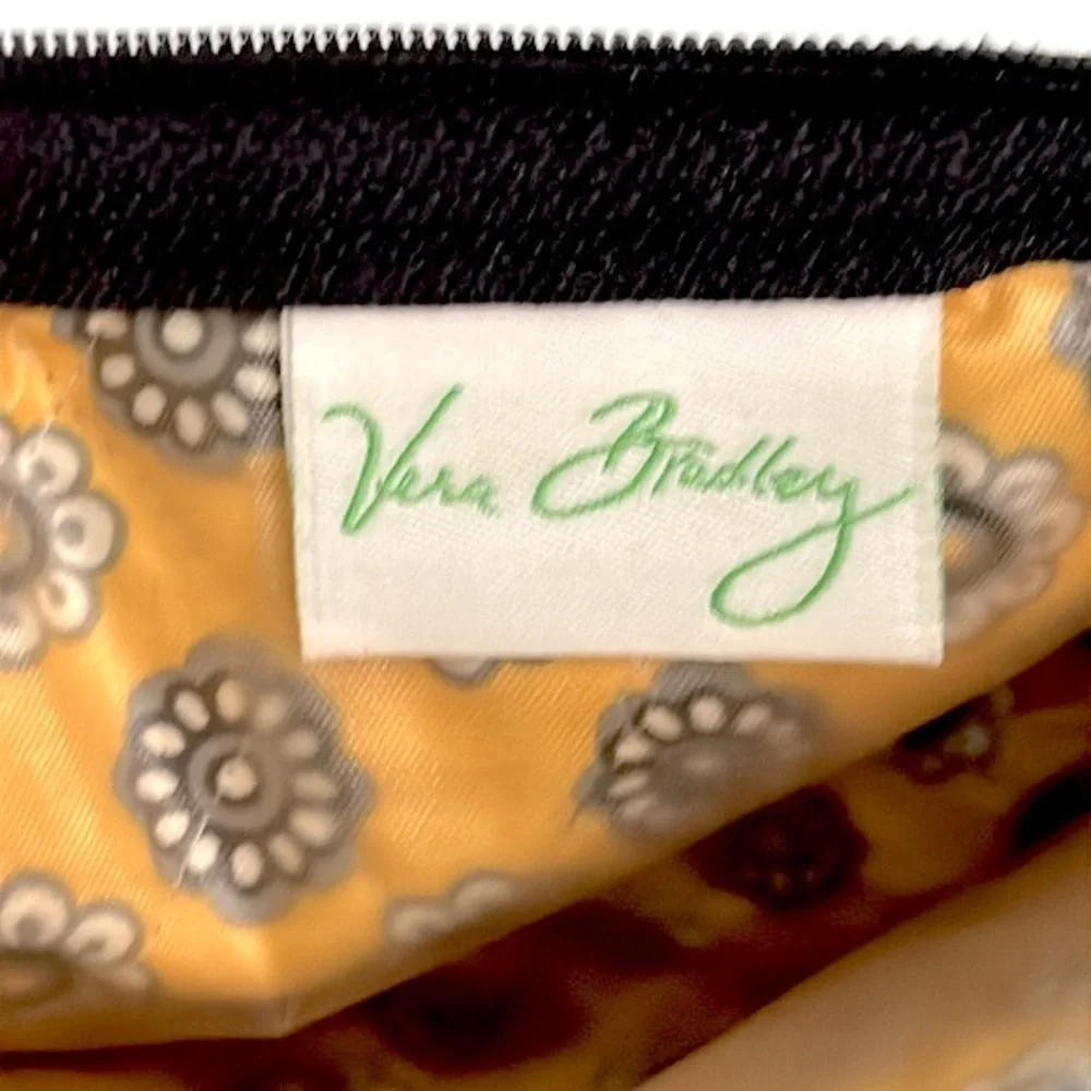 Vera Bradley Yellow Bird Pattern Poly-Lined Makeup Cosmetic Bag EUC